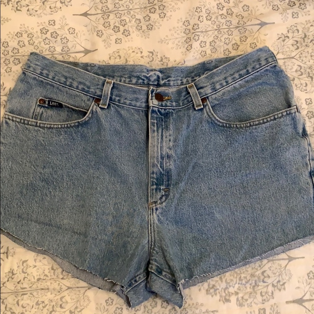 High-waisted denim cut offs